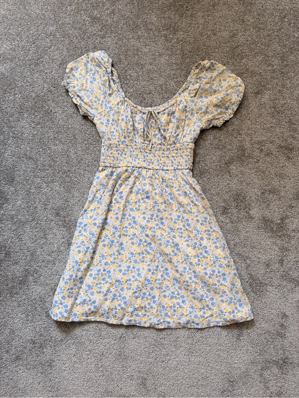 Hollister Blue and Yellow Floral Mini Dress